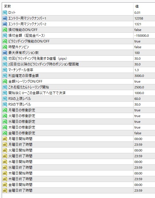 パラメーター画面